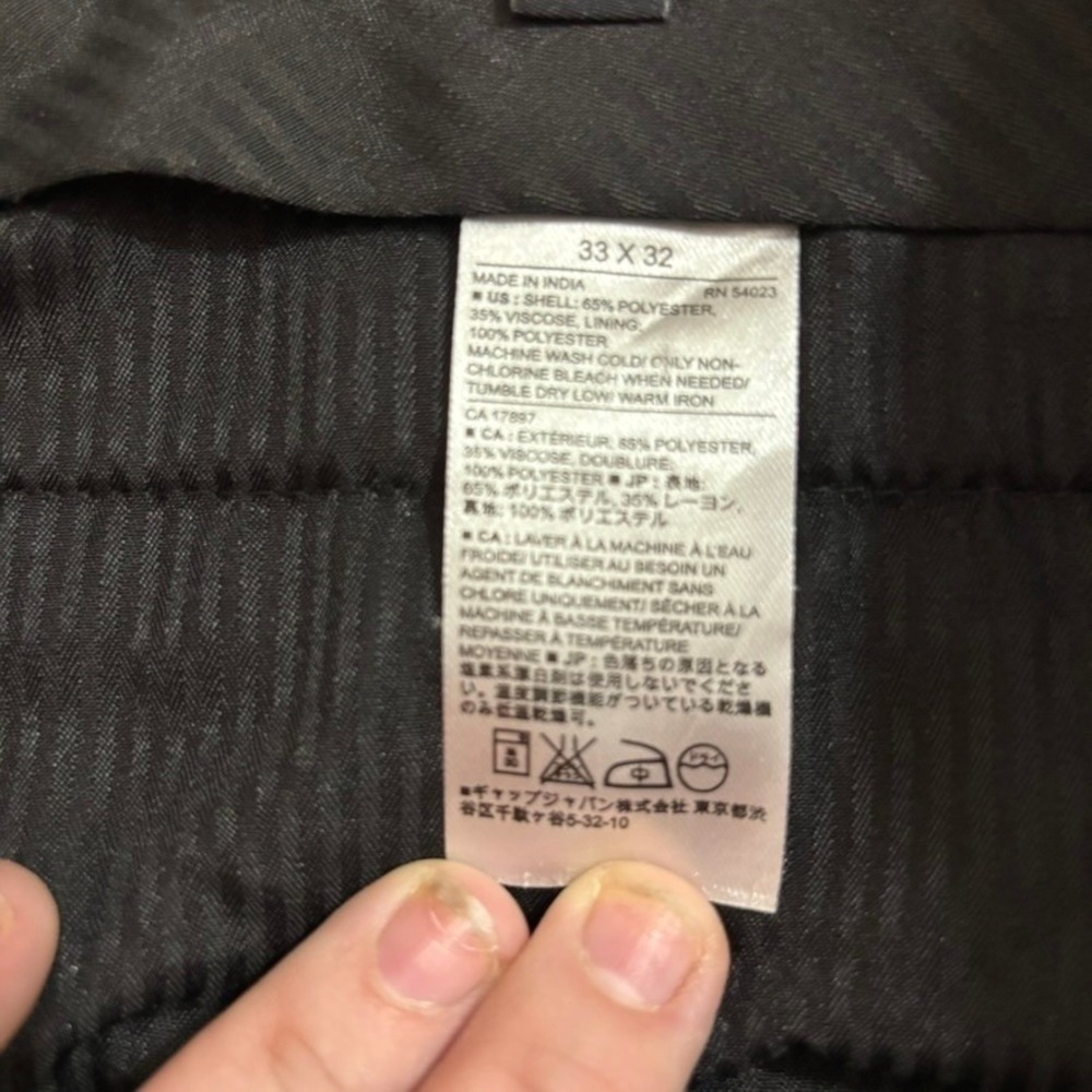 Banana Republic Mens 33x32 Dress Pants Grey Herringbone Tailored‎ Fit Flat Front - Picture 10 of 11
